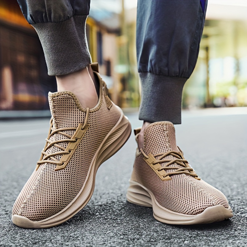 running shoes men s trendy solid woven knit breathable comfy details 4