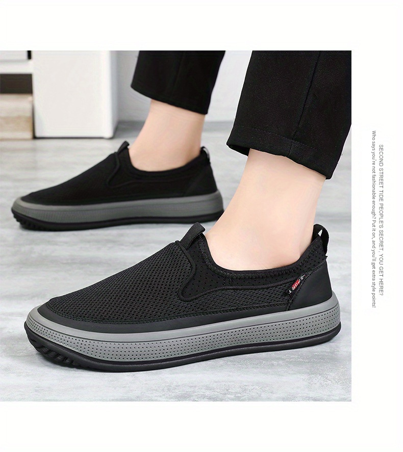 mens solid color breathable slip on walking shoes comfy non slip casual durable shoes for mens outdoor activities men s shoes temu details 3