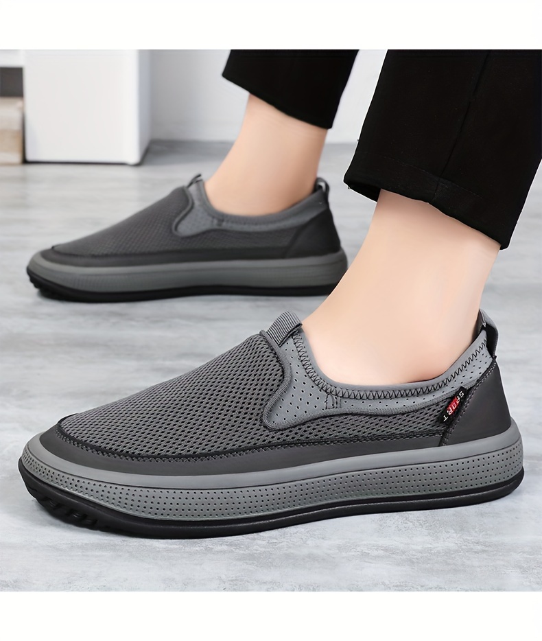 mens solid color breathable slip on walking shoes comfy non slip casual durable shoes for mens outdoor activities men s shoes temu details 7