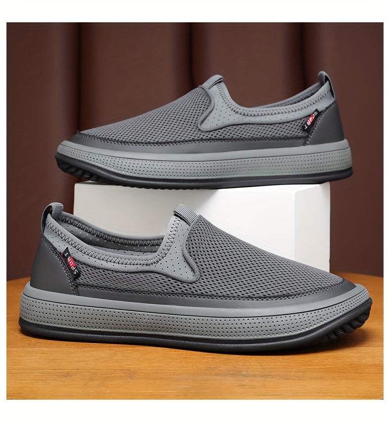 mens solid color breathable slip on walking shoes comfy non slip casual durable shoes for mens outdoor activities men s shoes temu details 8