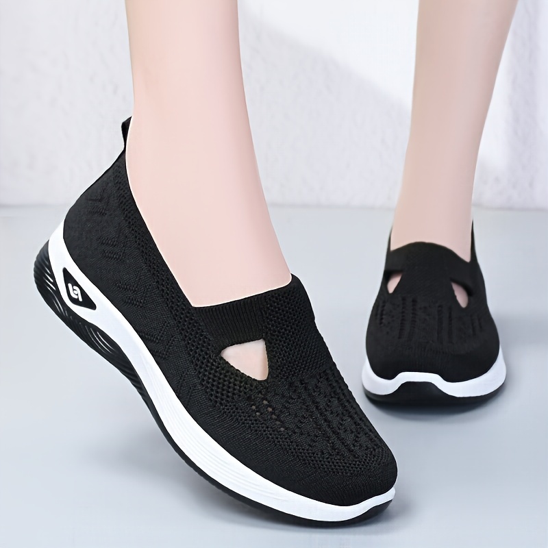 breathable knitted sneakers women soft sole platform shoes details 1