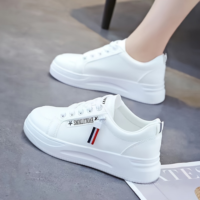 solid color casual sneakers women s side zipper decor details 3