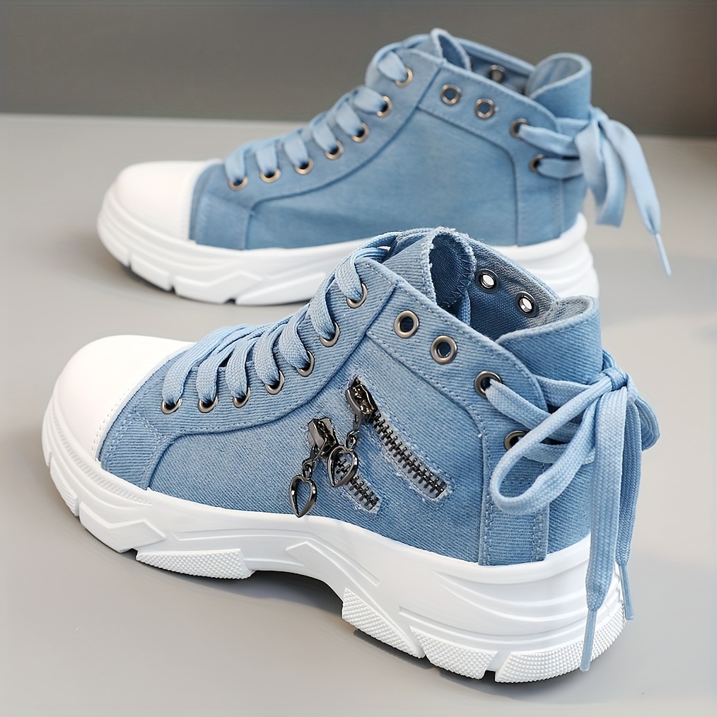 women s high top canvas sneakers side zip detail lace casual details 2