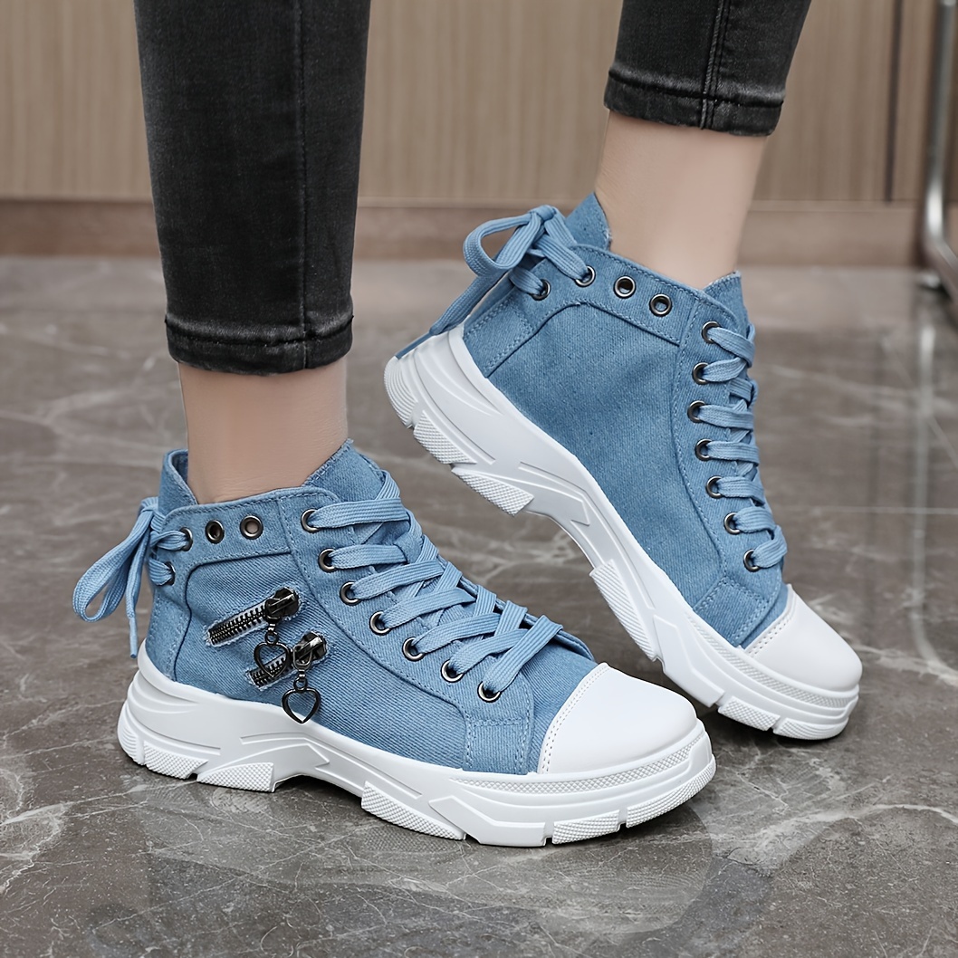 women s high top canvas sneakers side zip detail lace casual details 6