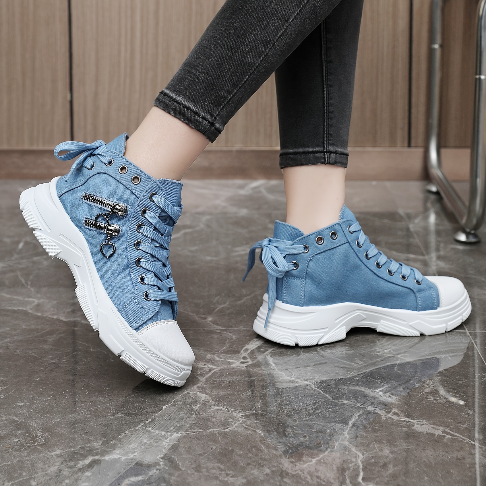 women s high top canvas sneakers side zip detail lace casual details 7