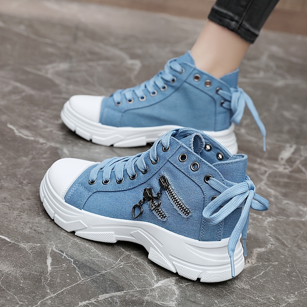 women s high top canvas sneakers side zip detail lace casual details 8