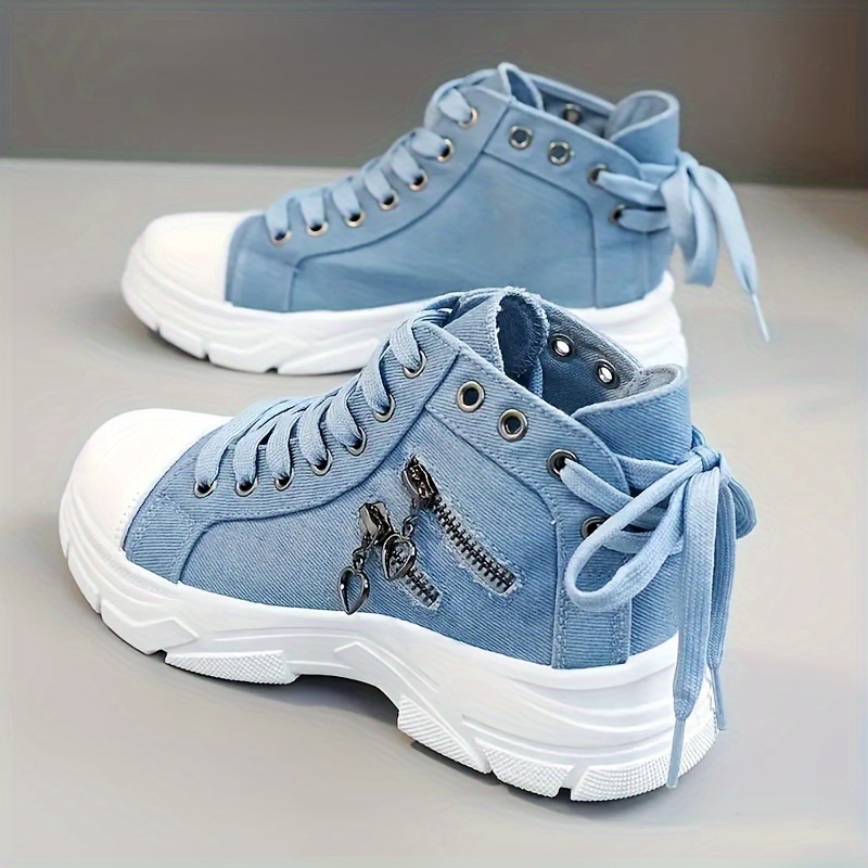 denim canvas shoes women s casual chunky sole fashion details 0