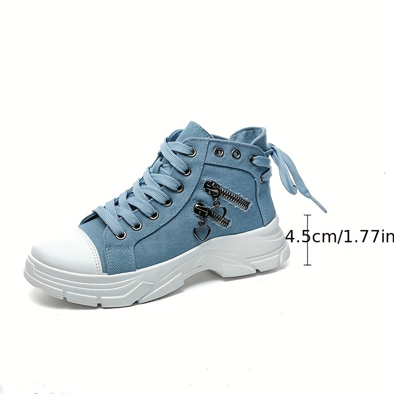 denim canvas shoes women s casual chunky sole fashion details 3