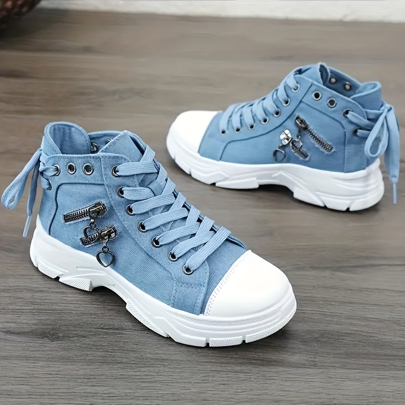 denim canvas shoes women s casual chunky sole fashion details 9