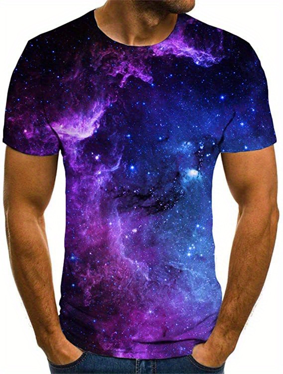 galaxy 3d digital pattern print graphic mens t shirts causal tees short sleeves comfortable pullover tops mens summer clothing details 0