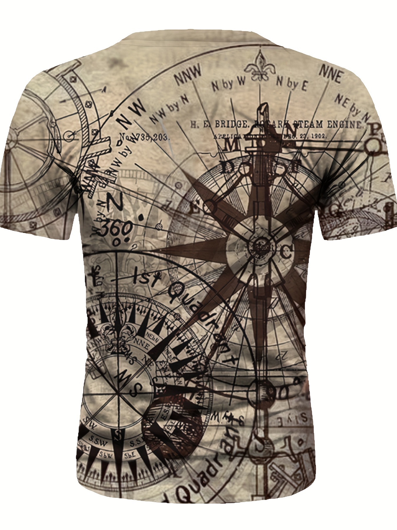 trendy compass 3d digital pattern print mens graphic t shirt causal comfy tees short sleeve pullover tops mens summer outdoor clothing details 0