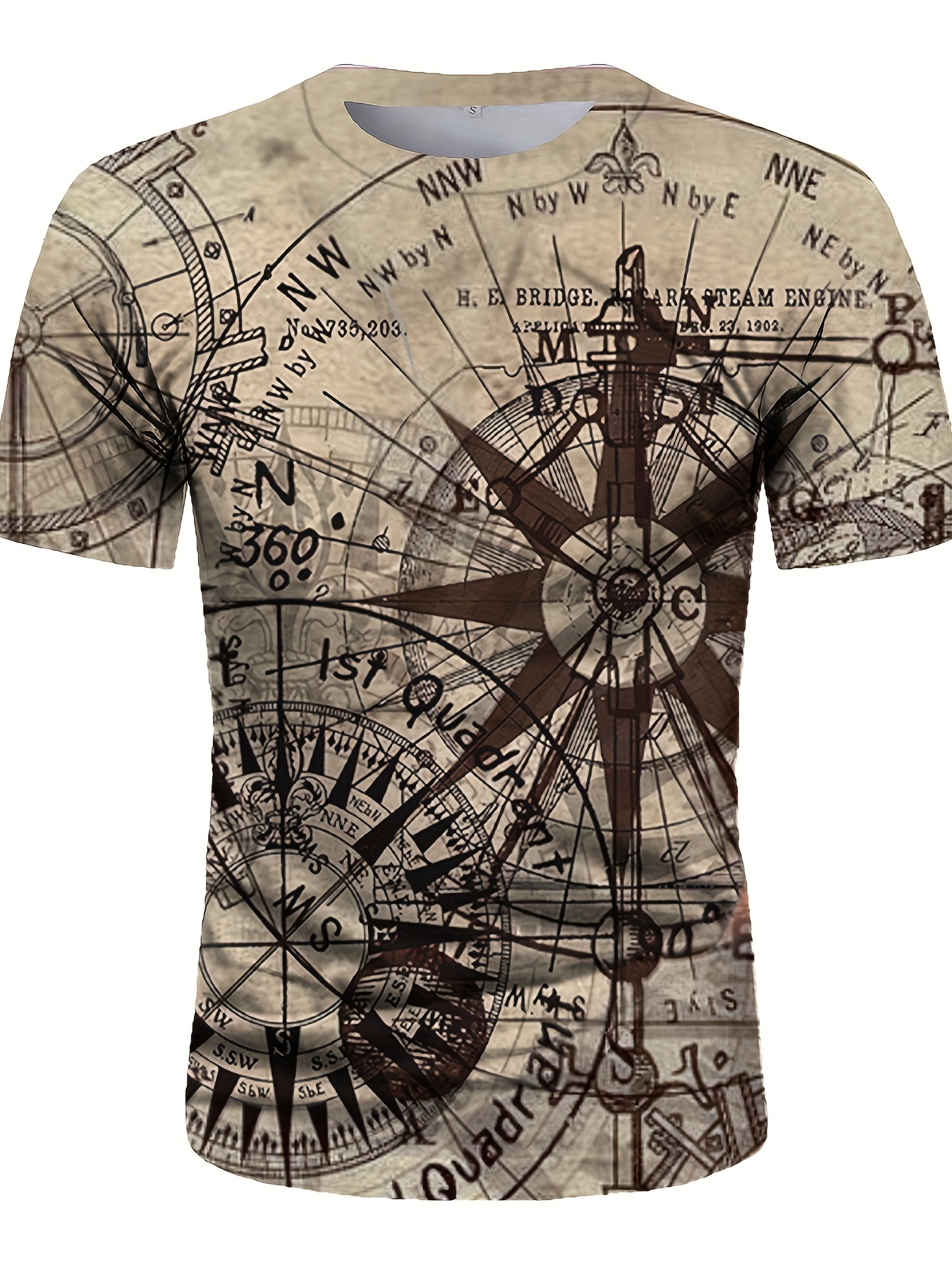 trendy compass 3d digital pattern print mens graphic t shirt causal comfy tees short sleeve pullover tops mens summer outdoor clothing details 2