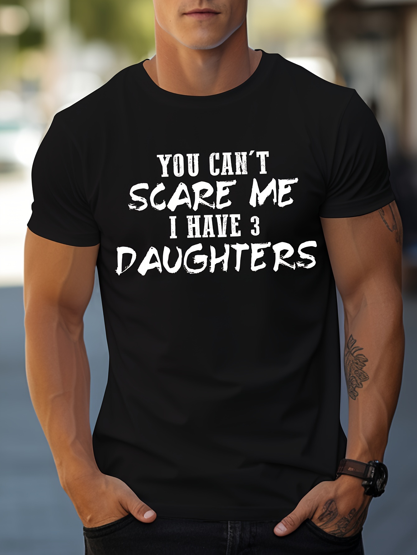 tees for men i have 3 daughters print t shirt casual short sleeve tshirt for summer spring fall tops as gifts details 5