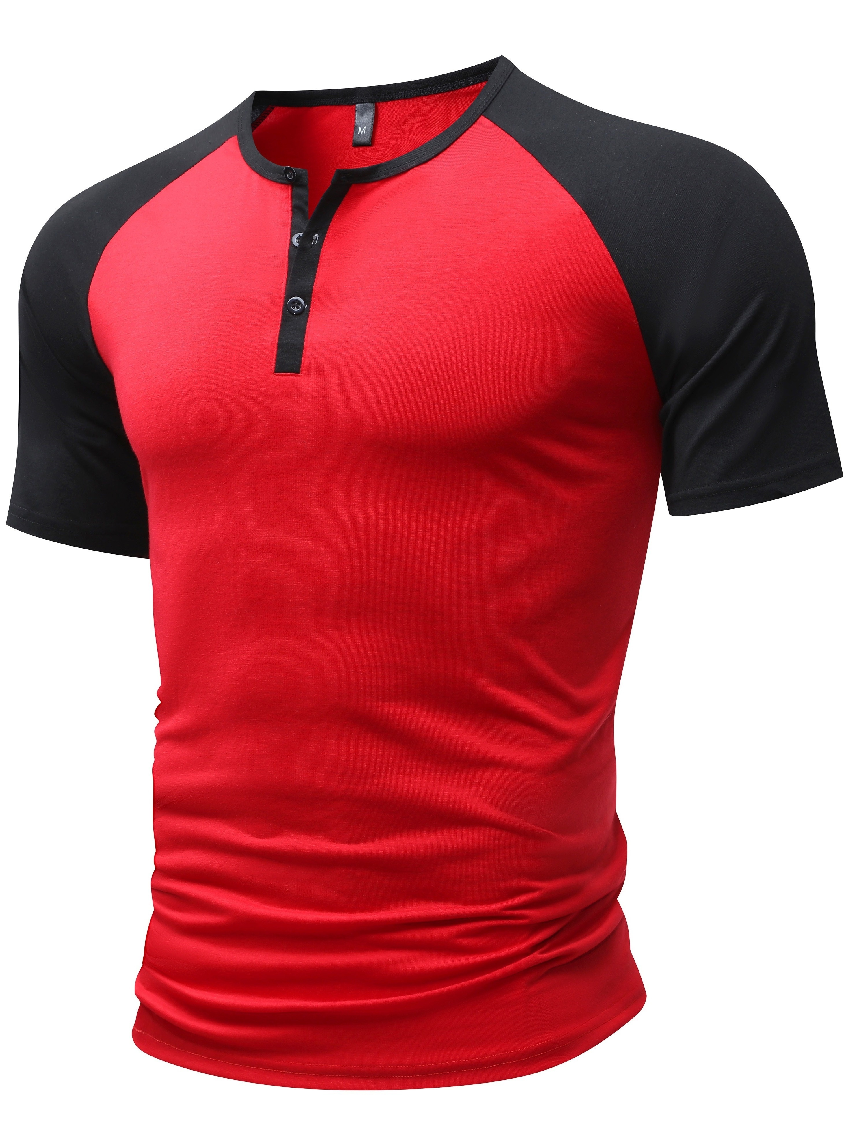 color block mens raglan short sleeve breathable comfy sports henley tee summer outdoor details 0