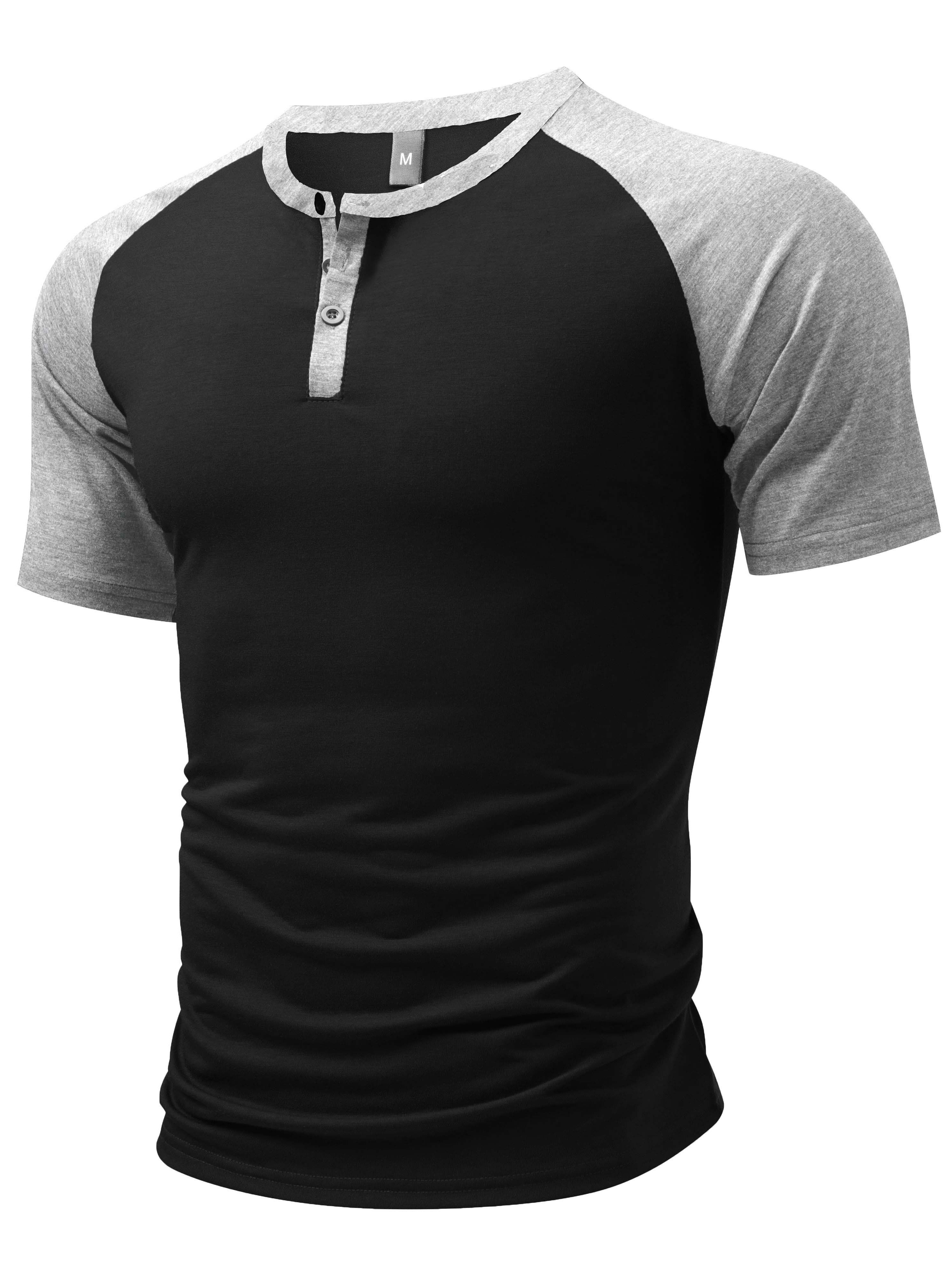 color block mens raglan short sleeve breathable comfy sports henley tee summer outdoor details 20