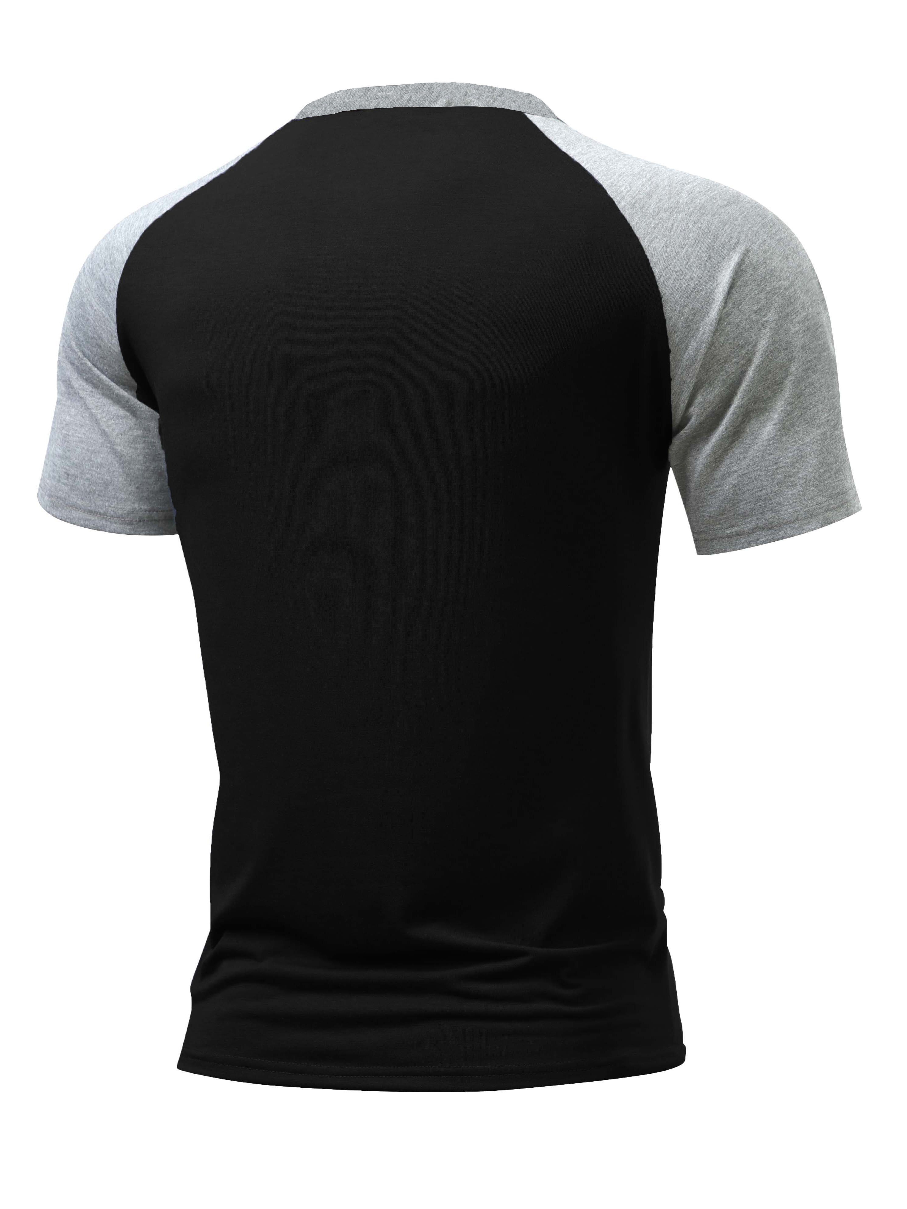 color block mens raglan short sleeve breathable comfy sports henley tee summer outdoor details 21