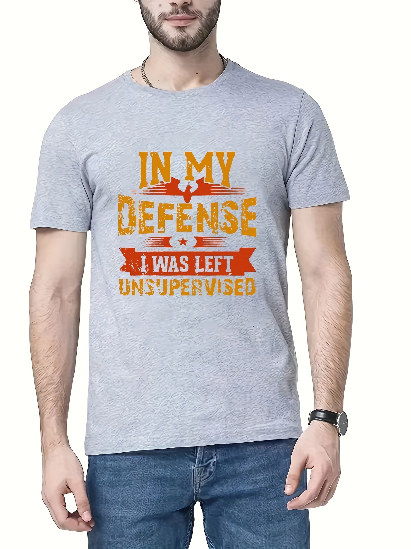 mens graphic t shirt in my defense i was left unsupervised casual and comfy tee for summer details 10