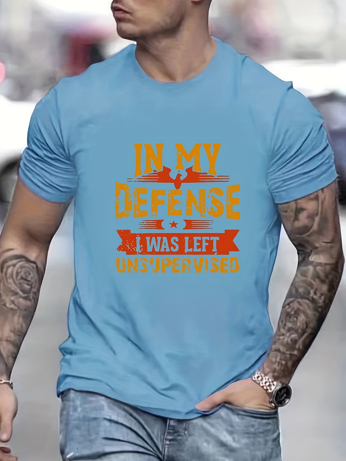 mens graphic t shirt in my defense i was left unsupervised casual and comfy tee for summer details 15