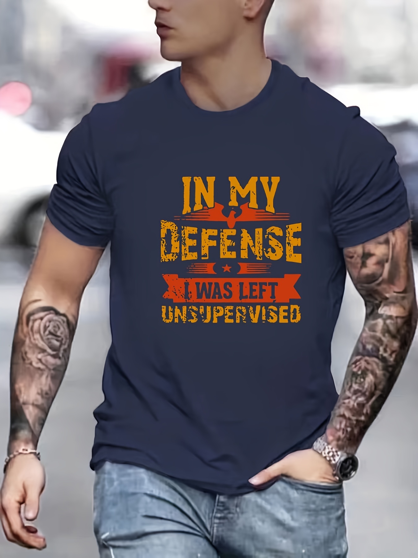 mens graphic t shirt in my defense i was left unsupervised casual and comfy tee for summer details 20