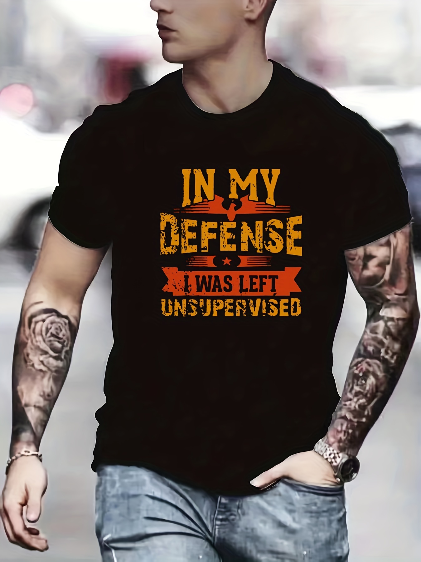 mens graphic t shirt in my defense i was left unsupervised casual and comfy tee for summer details 26