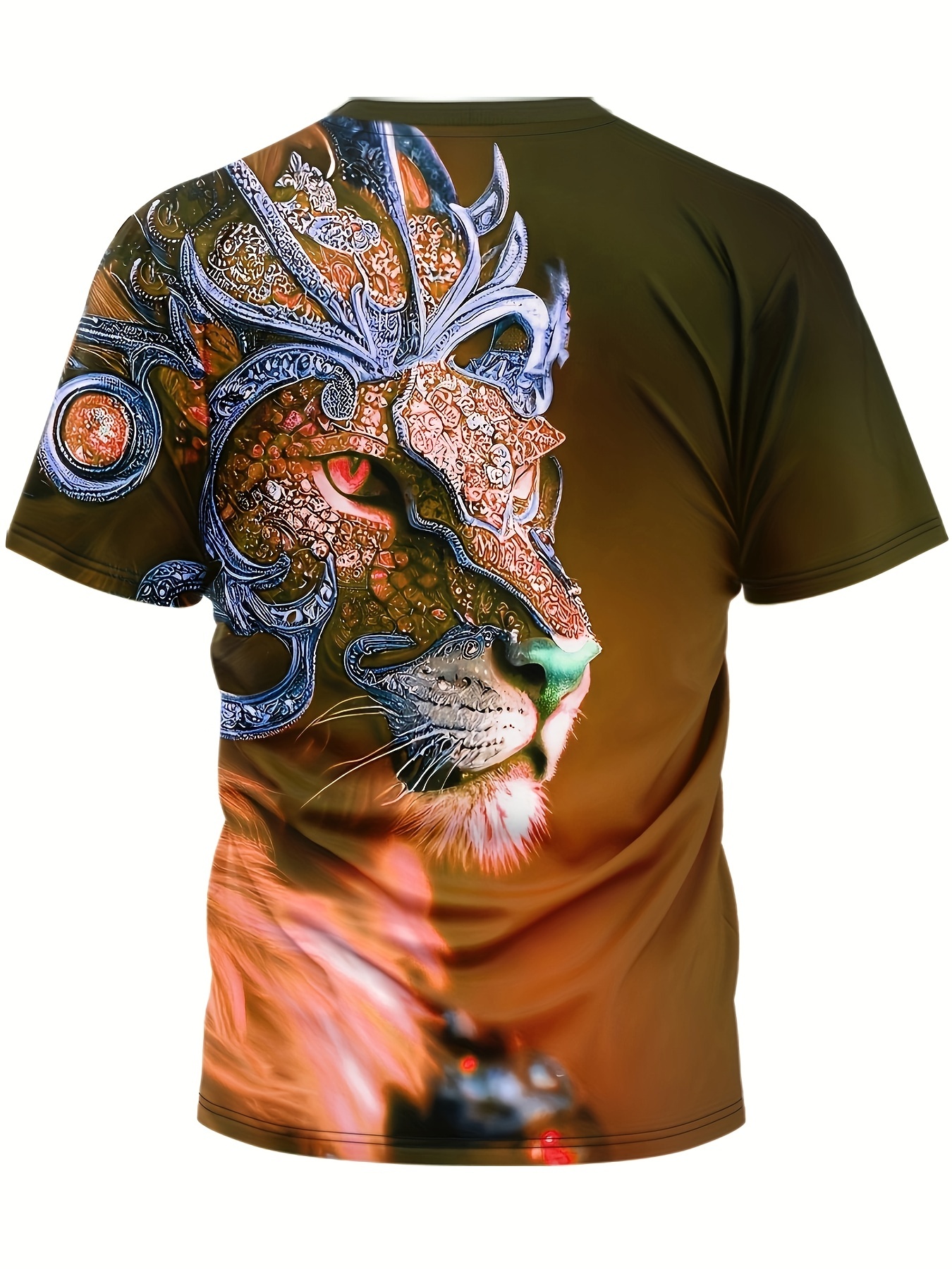 mens 3d lion diamond print graphic tee stylish comfy summer t shirt for daily wear vacation resorts details 2