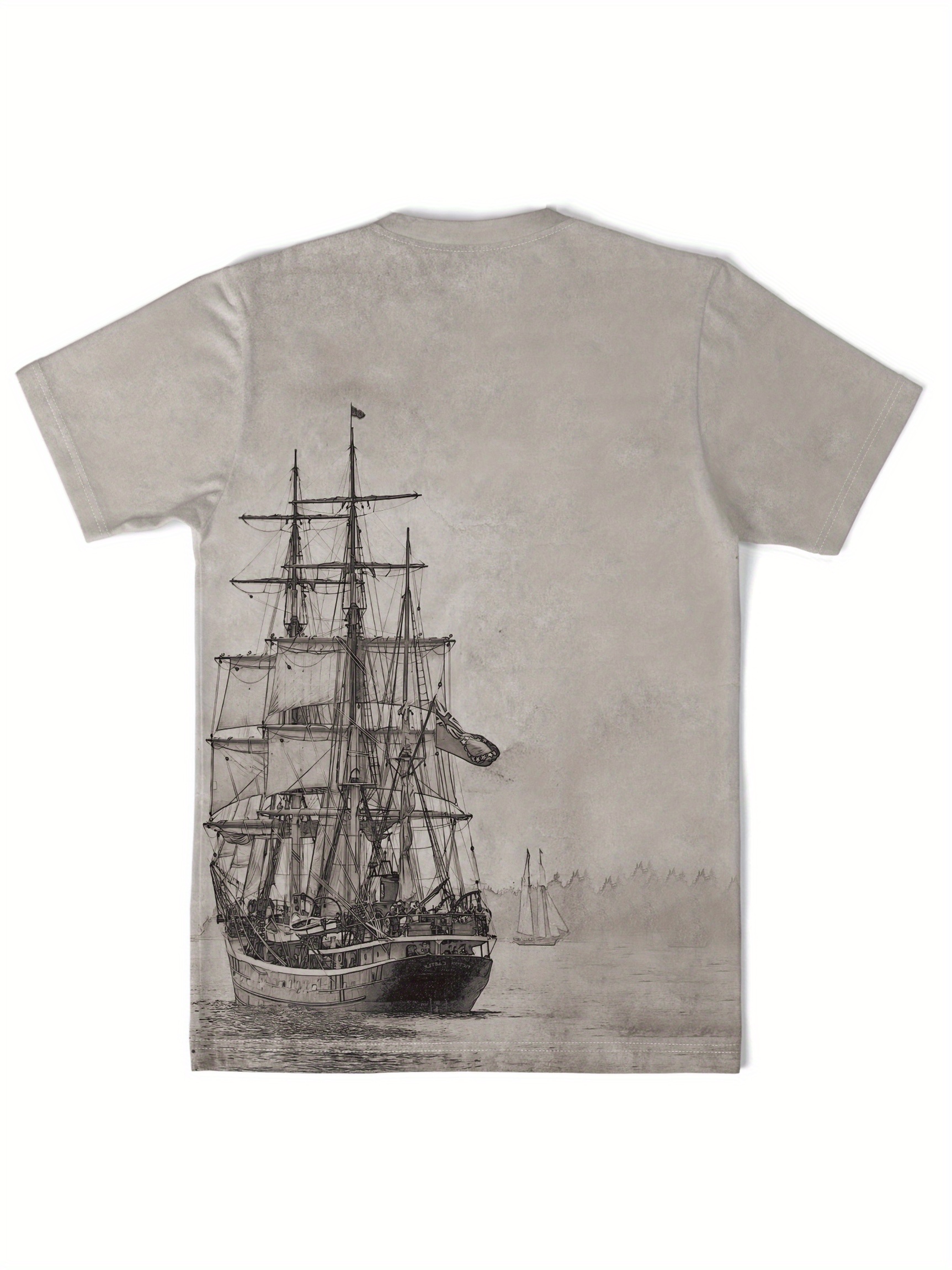 tees for men galleon sailing ship print t shirt casual short sleeve tshirt for summer spring fall tops as gifts details 1